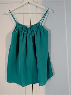Babaton 100% Silk XS Teal Spaghetti Strap Tank Camisole Summer Vacation
